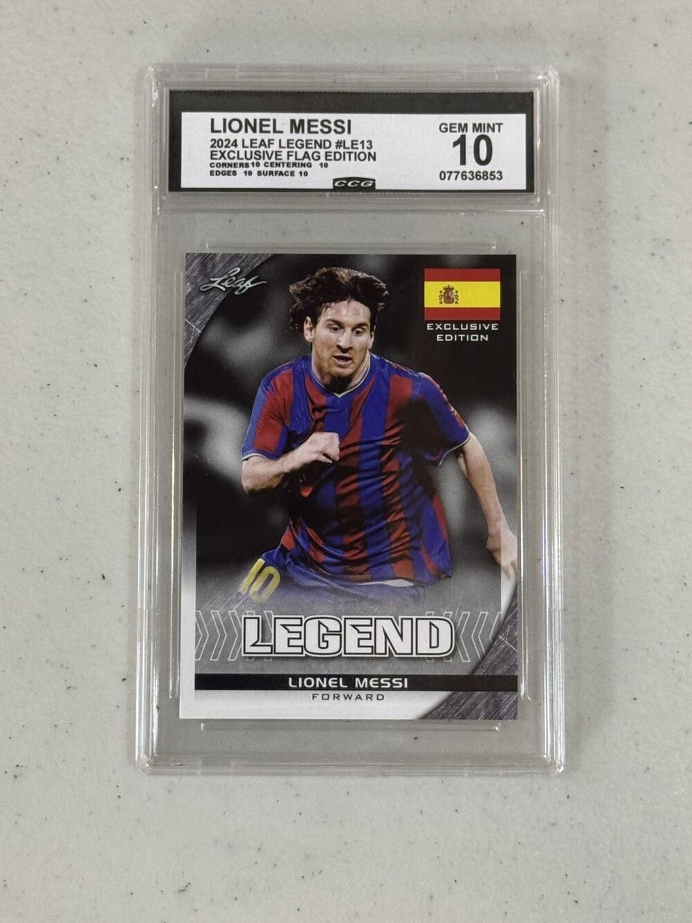 Lionel Messi 2024 Leaf Legend #LE13 Exclusive Flag Edition Gem Mint 10